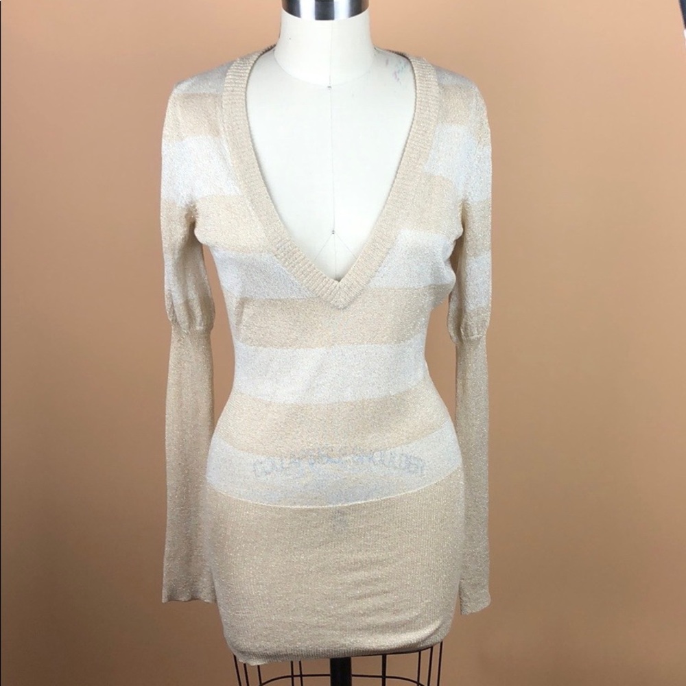 Gold and White Striped Sweater by Mix It